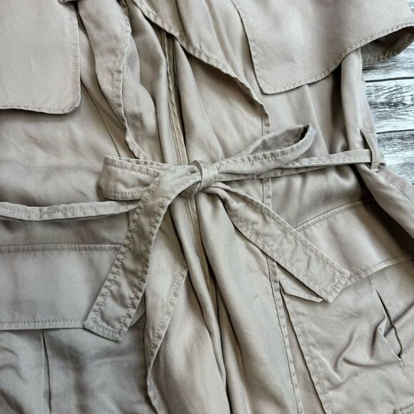 GAP Women's Open Front Safari Wrap Dress M Med Medium Tan Light Brown Khaki Tie - Picture 6 of 16